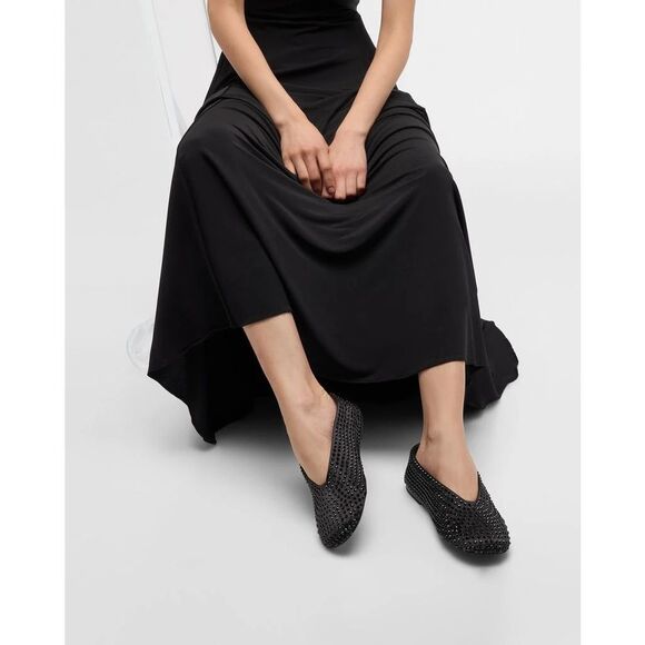 Khaite Marcy Crystal Stud Silk Ballerina Flats Size 38.5 $1200